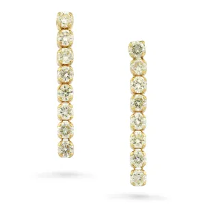 18k Yellow Gold Inline Diamond Drop Dangle Earrings with Silicone Backs New