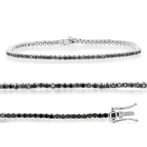 2 cttw Black Diamond Tennis Bracelets in .925 Sterling Silver