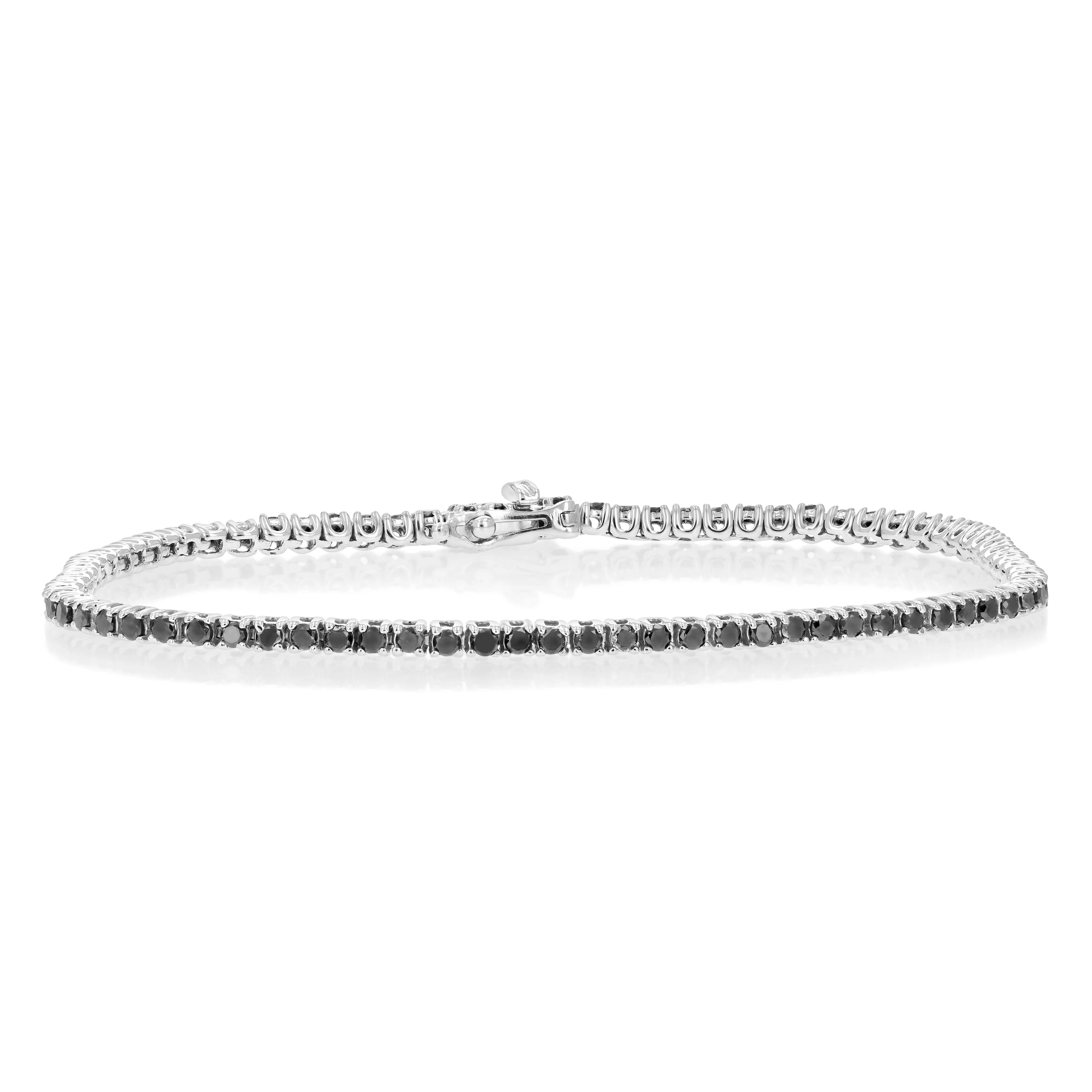 2 cttw Black Diamond Tennis Bracelets in .925 Sterling Silver