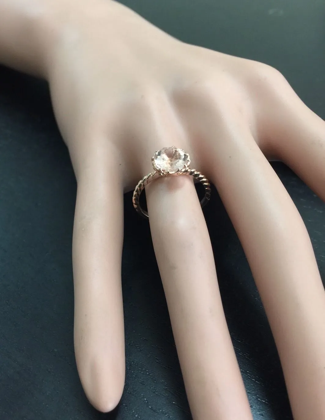 2.00 Carats Exquisite Natural Morganite 14K Solid Rose Gold Ring