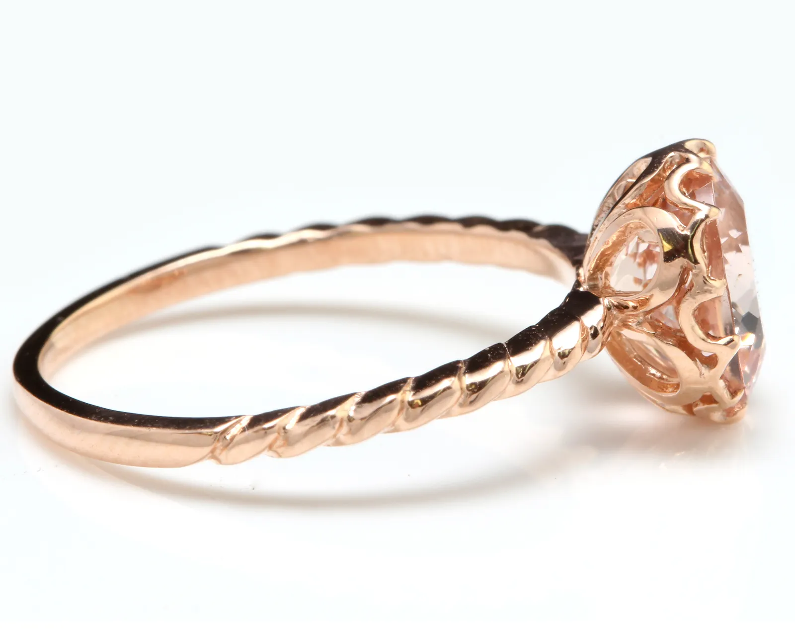 2.00 Carats Exquisite Natural Morganite 14K Solid Rose Gold Ring