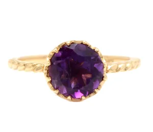 2.00 Carats Natural Amethyst 14k Solid Yellow Gold Ring