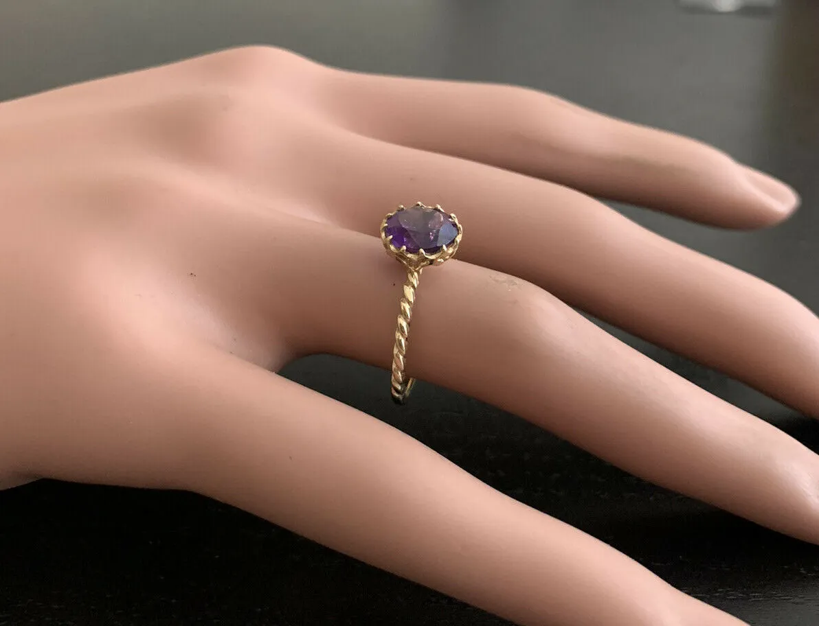 2.00 Carats Natural Amethyst 14k Solid Yellow Gold Ring