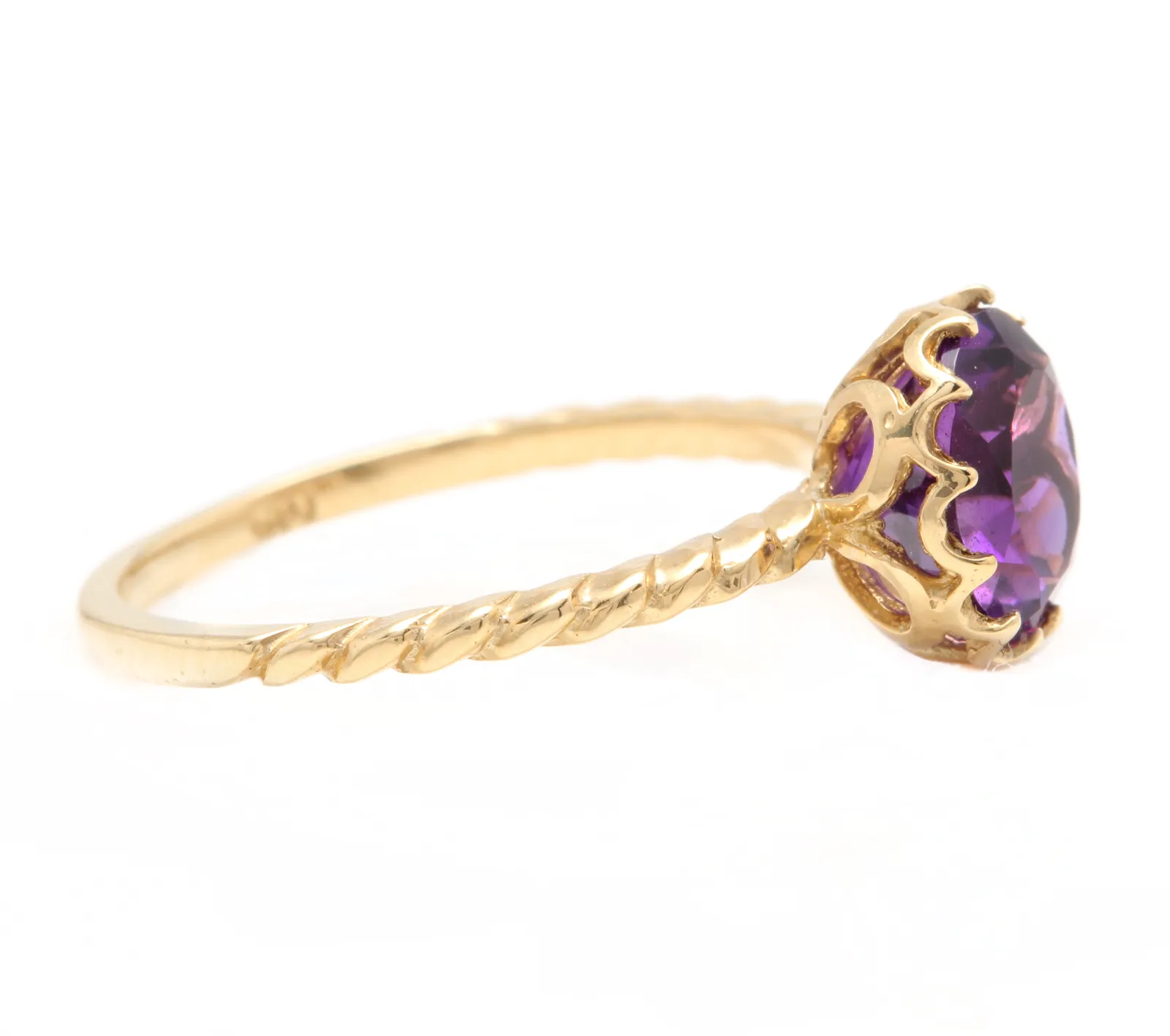 2.00 Carats Natural Amethyst 14k Solid Yellow Gold Ring