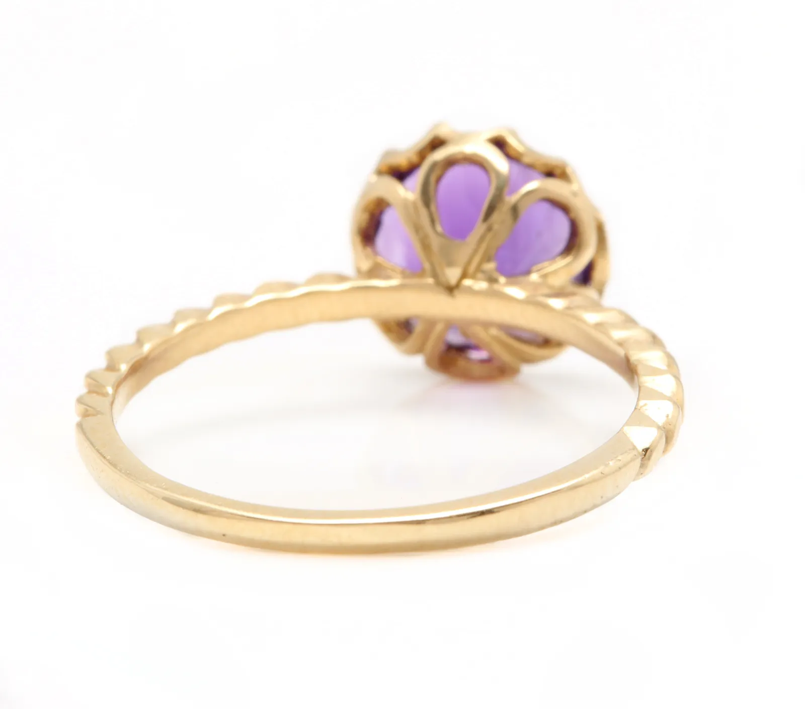 2.00 Carats Natural Amethyst 14k Solid Yellow Gold Ring