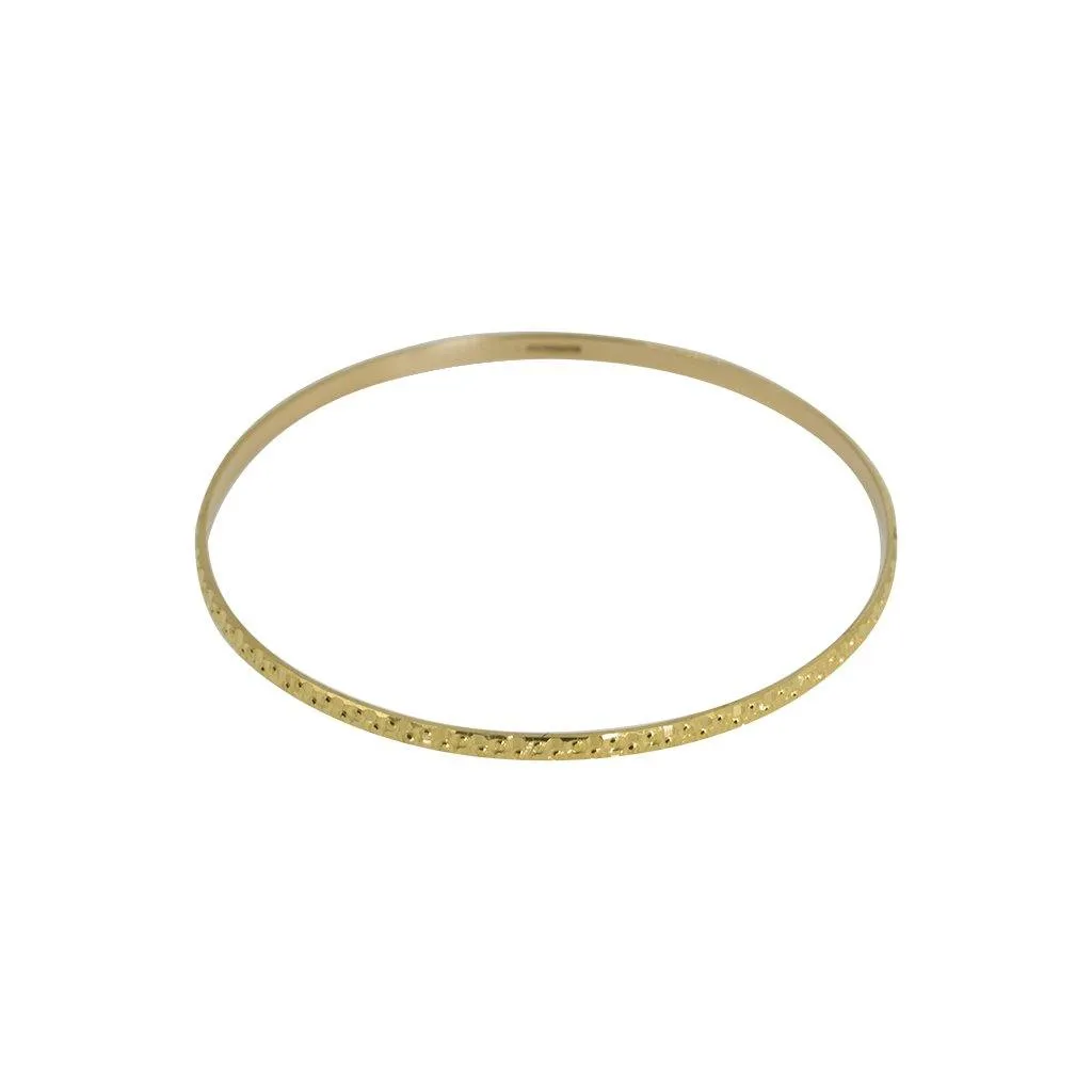 22K Yellow Gold Bangles, Set of 6 W/ Raised Laser Details, Size 2.6