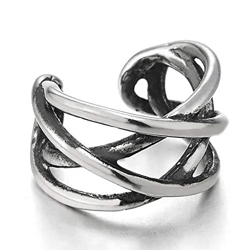 2pcs Vintage Steel Braided Knot Ear Cuff Ear Clip Non-Piercing Clip On Earrings for Men Women