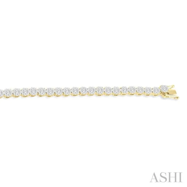 3 Ctw Round Cut Lovebright Diamond Tennis Bracelet in 14K Yellow and White Gold