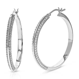 3/4 cttw Two Row Lab Grown Diamond Hoop Earrings Sterling Silver