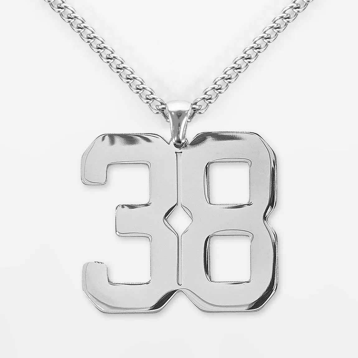 38 Number Pendant with Chain Kids Necklace - Stainless Steel