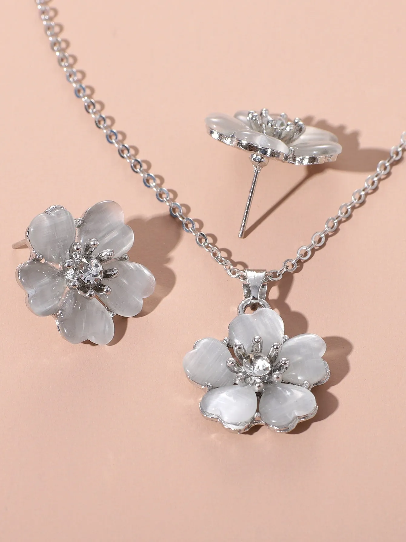 3pcs Flower Decor Jewelry Set Floral Jewelry for Women Casual Jewelry