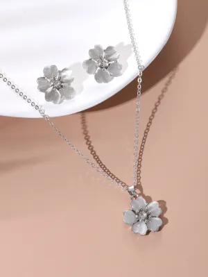 3pcs Flower Decor Jewelry Set Floral Jewelry for Women Casual Jewelry