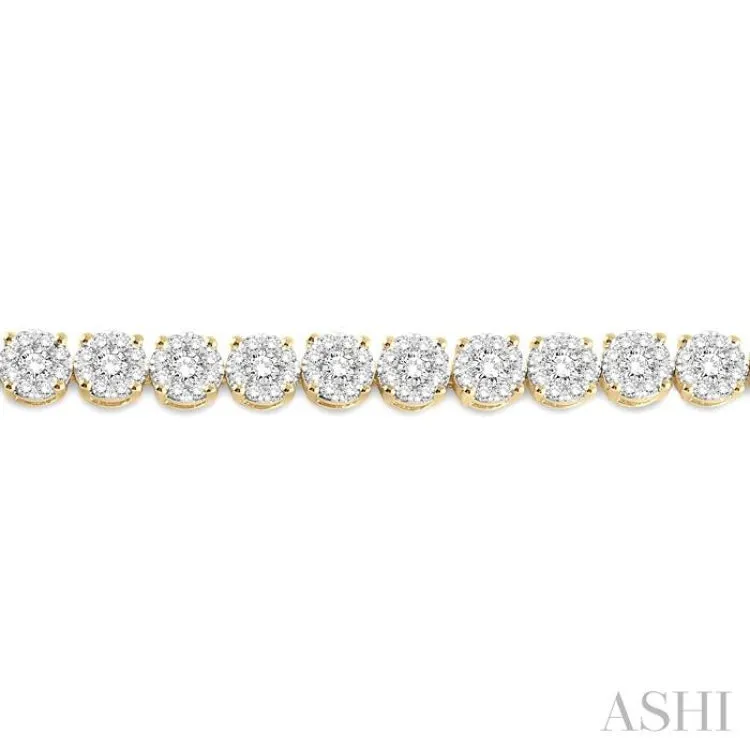 5 Ctw Round Cut Diamond Lovebright Bracelet in 14K Yellow and White Gold