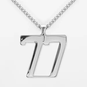 77 Number Pendant with Chain Kids Necklace - Stainless Steel