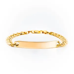 9K Yellow Gold Curb Diamond Cut I.D Bracelet - 20691790