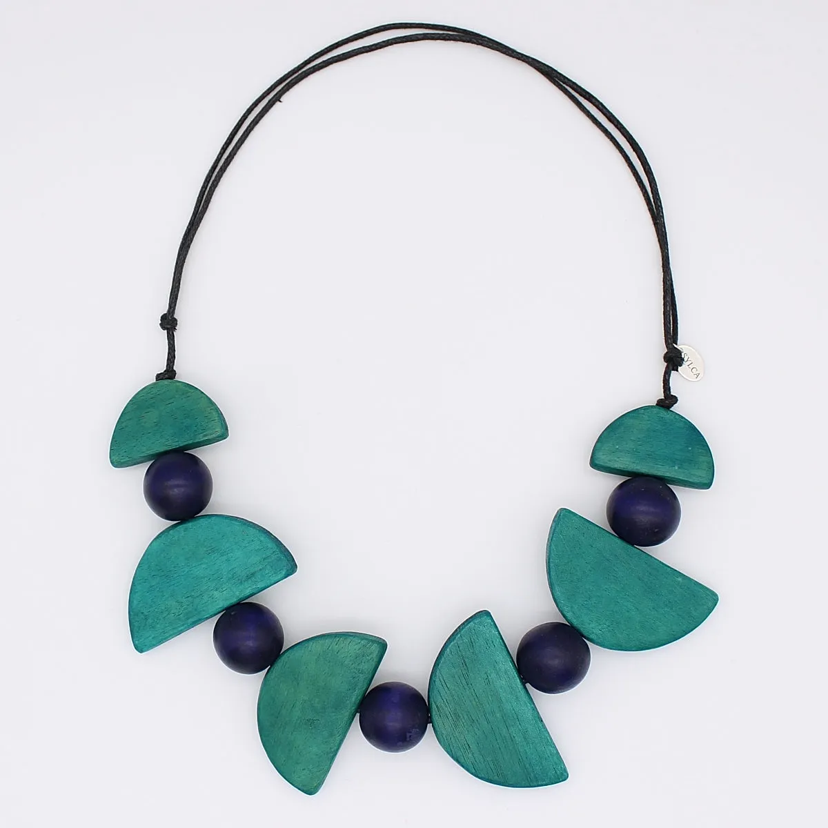 Aqua and Navy Half Moon Statement Necklace