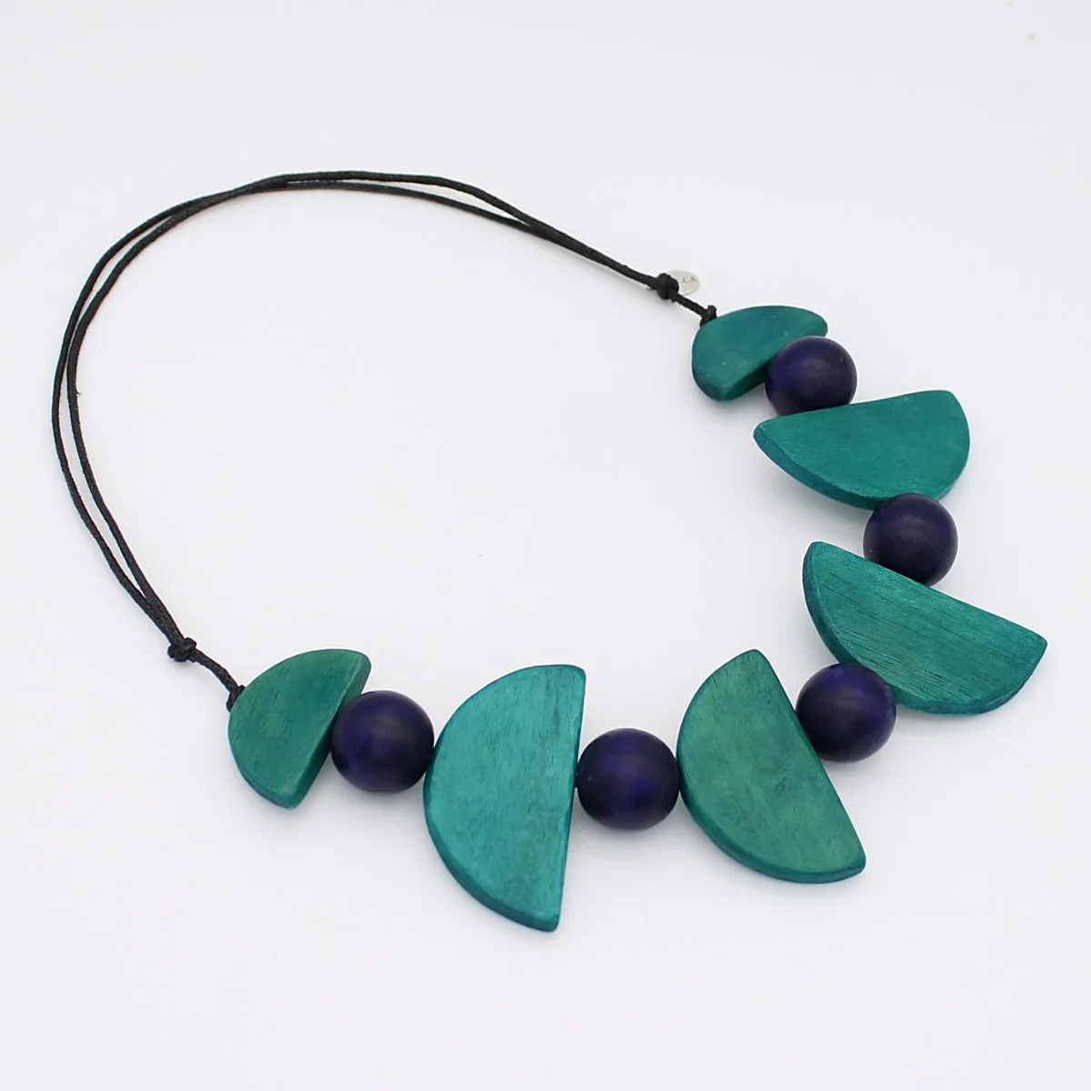 Aqua and Navy Half Moon Statement Necklace