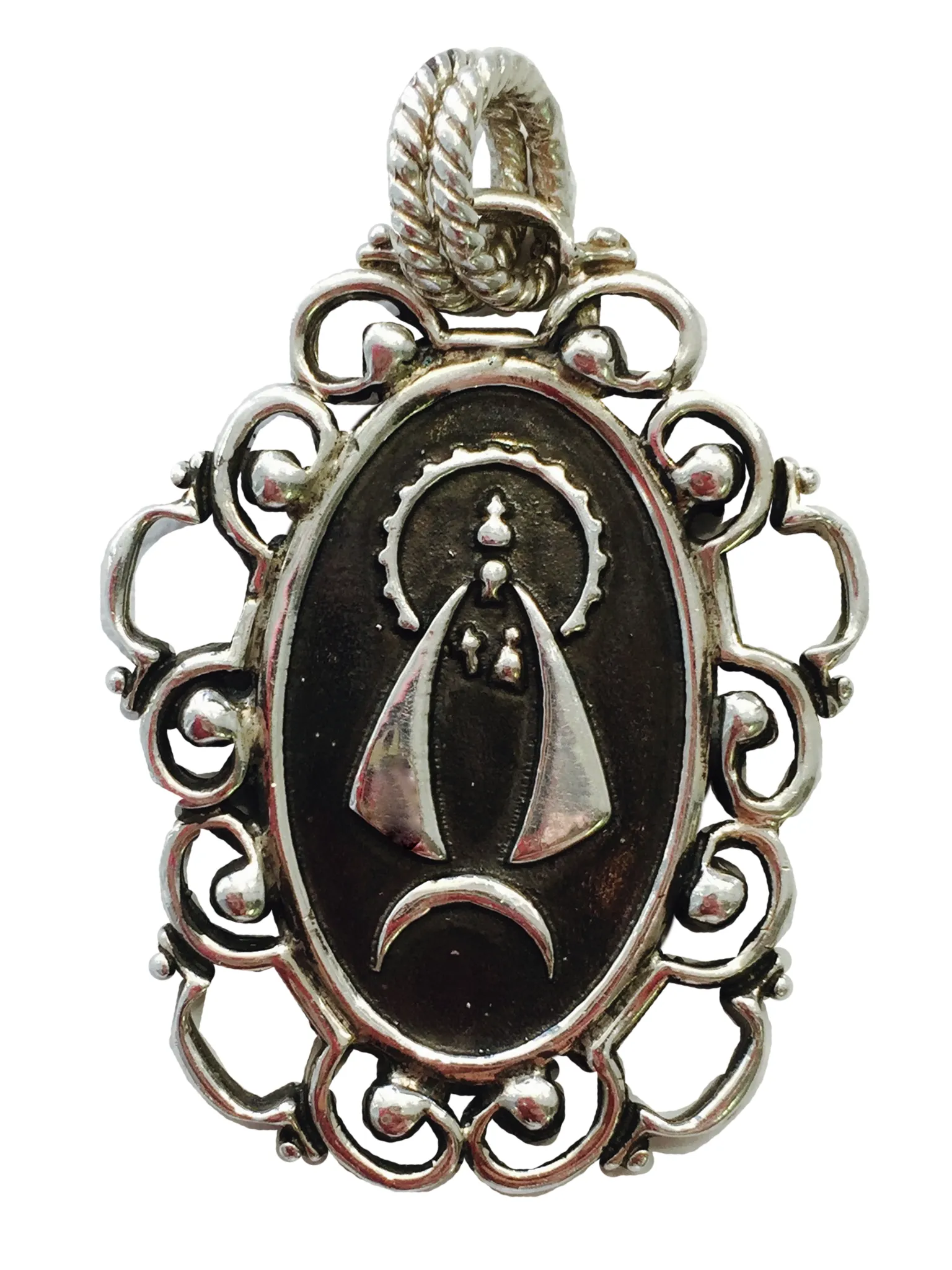 Arabesque Oval Caridad del Cobre Pendant