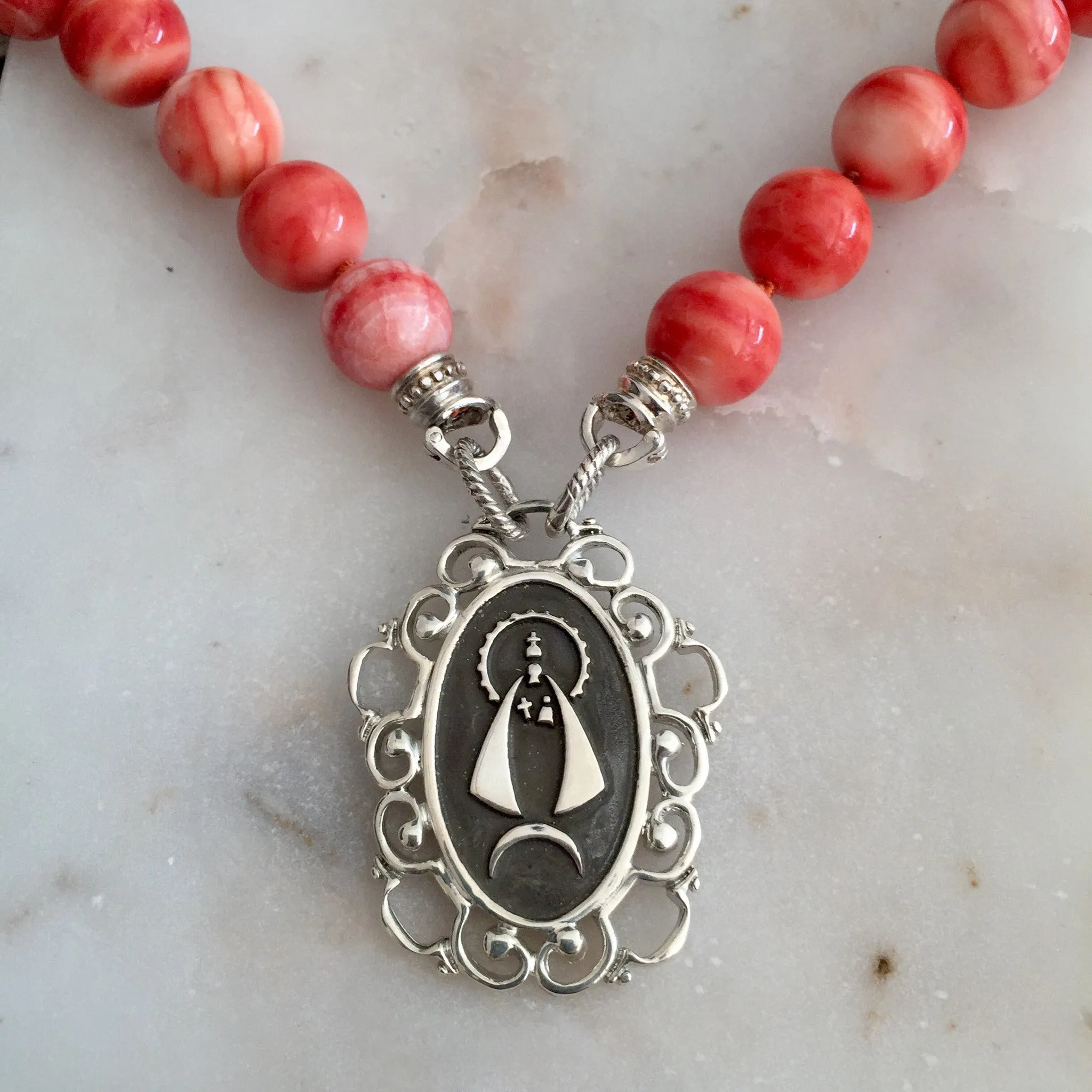 Arabesque Oval Caridad del Cobre Pendant