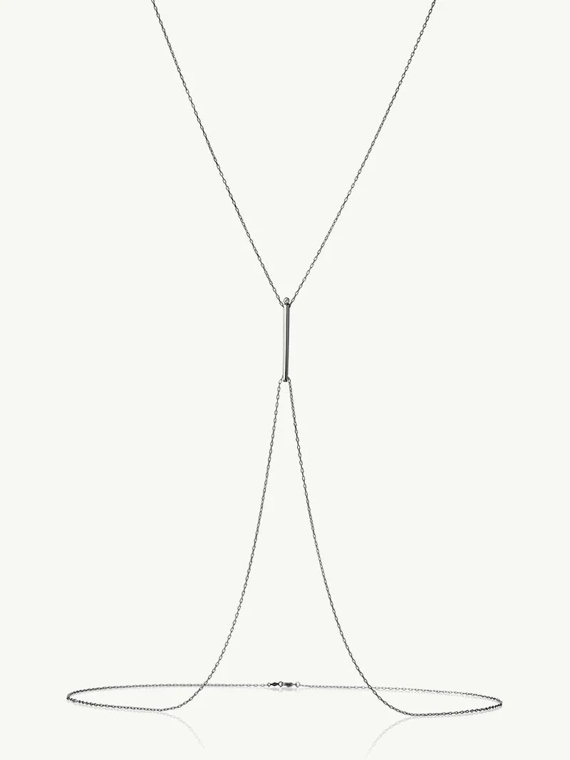 Aracelis Body Chain Necklace With Brilliant-Cut Round Diamond In 18K Blackened Gold