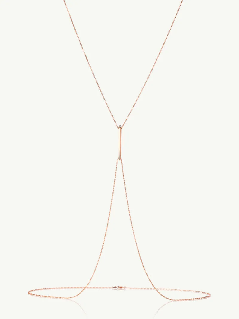 Aracelis Body Chain Necklace With Brilliant-Cut Round Diamond In 18K Rose Gold