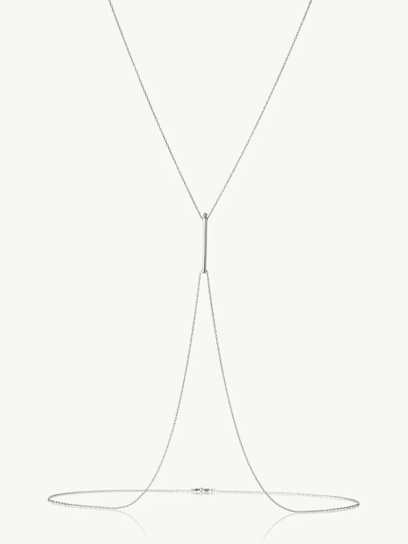 Aracelis White Diamond Body Chain Necklace in 18K White Gold