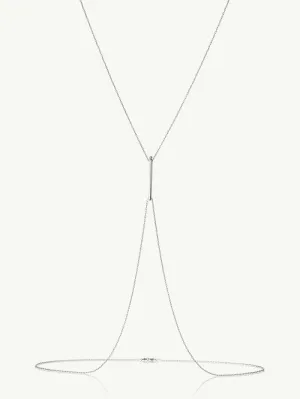 Aracelis White Diamond Body Chain Necklace in 18K White Gold