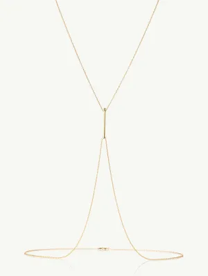 Aracelis White Diamond Body Chain Necklace in 18K Yellow Gold