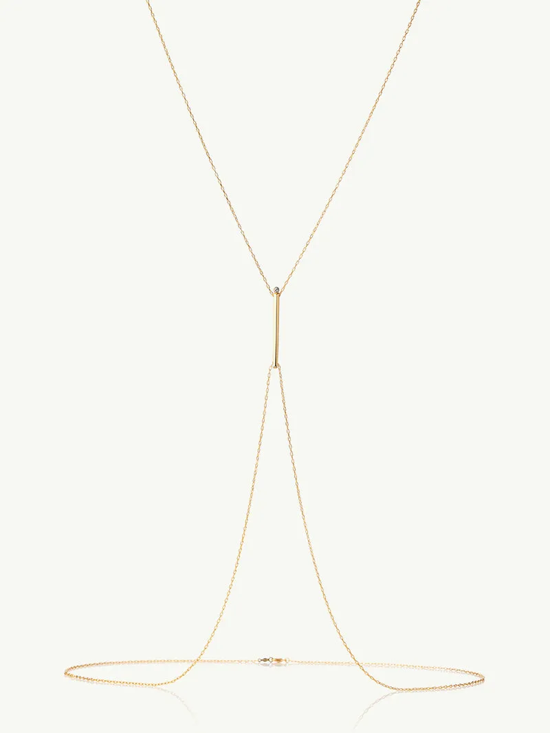 Aracelis White Diamond Body Chain Necklace in 18K Yellow Gold