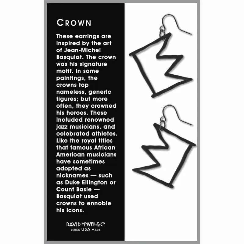 Art and Architectural Earrings Jean-Michel Basquiat Crown