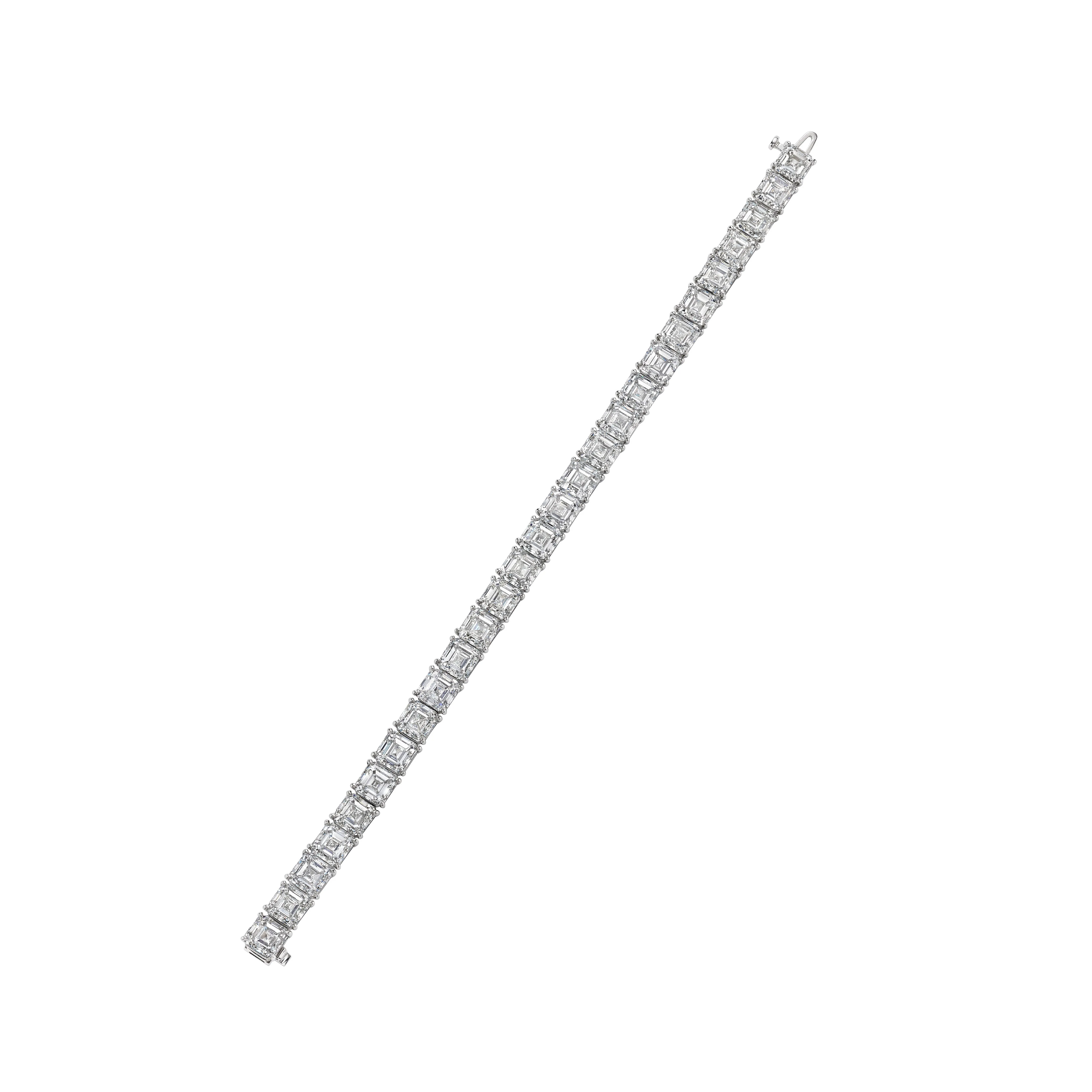 Asscher Cut Diamond Tennis Bracelet, 40.5 CT