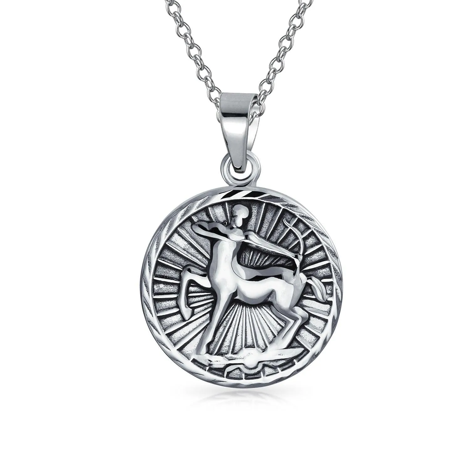 Astrology Horoscope Pendant Necklace for Men in Antiqued Sterling Silver Constellation