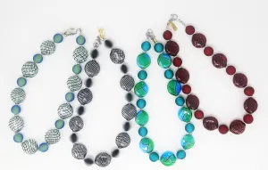 Authentic Murano Glass Beaded Necklace, Monica9, Round and Disc Shaped Beads