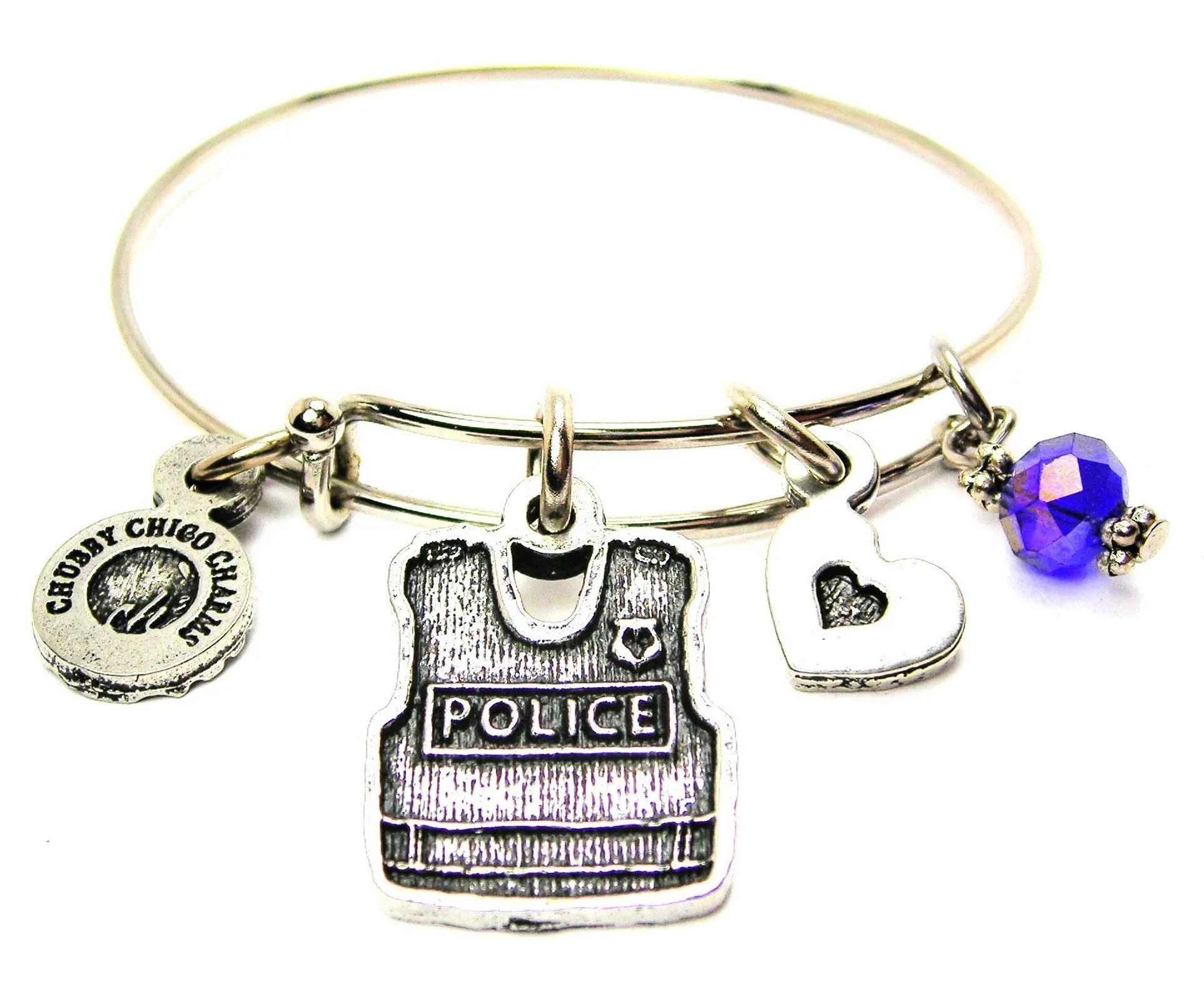 Back The Blue, Thin Blue Line, Police Vest Trio Expandable Bangles Bracelets Set