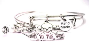 Bad To The Bone Male Skull Expandable Bangle Bracelet Set