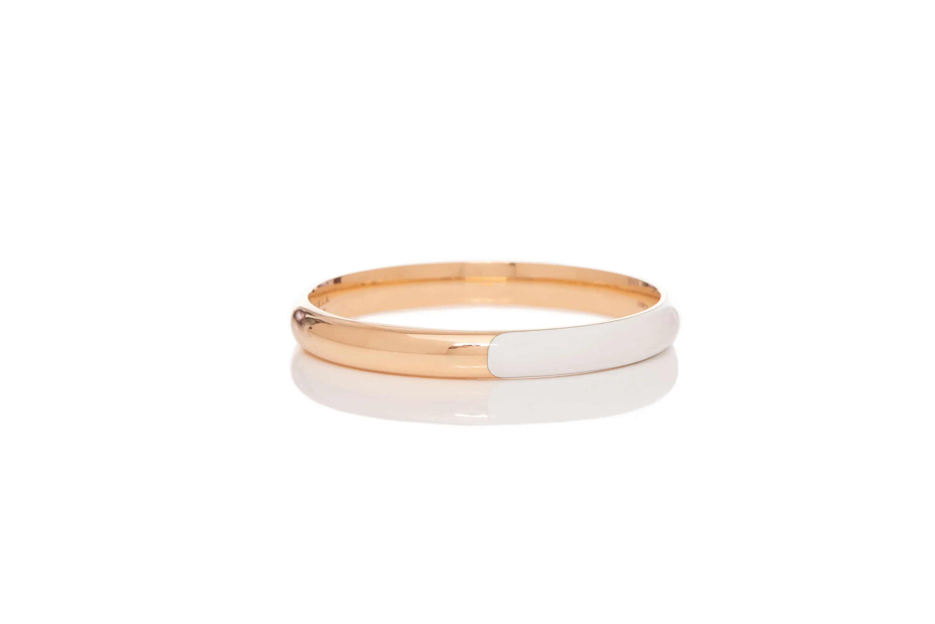 Bangle in 18K Rose Gold & Vitreous Ivory Enamel