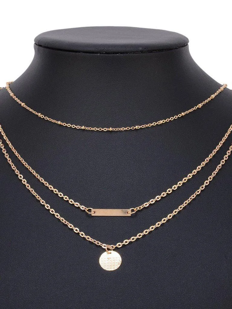 Bar Pendant Layered Chain Necklace