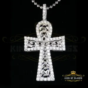 Beautiful 925 sterling White Silver Cross Pendant with 4.32ct Cubic Zirconia