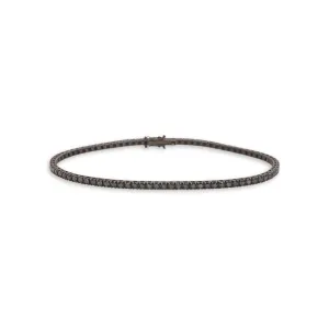 Black Diamond Tennis Bracelet (3.50 ct.) 4-Prongs Setting in 18K Gold, Made in Italy