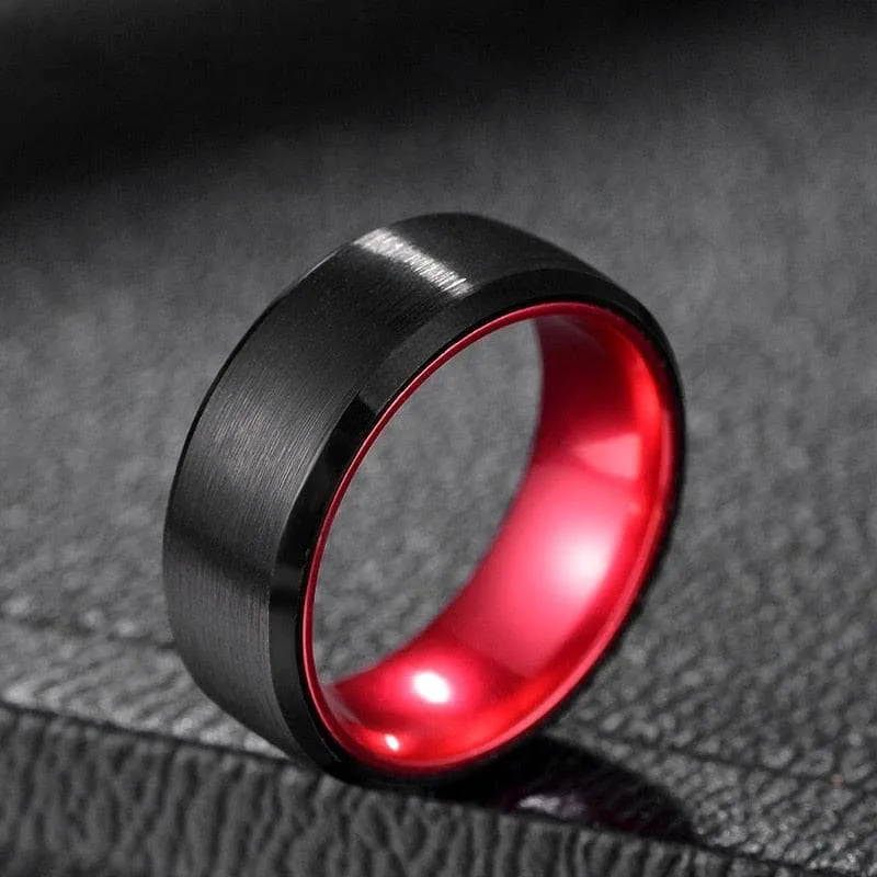 Black Men's 8mm Tungsten Wedding Band