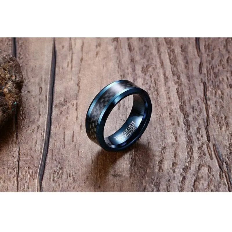 Blue & Black Classical Tungsten Wedding Band