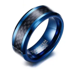 Blue & Black Classical Tungsten Wedding Band