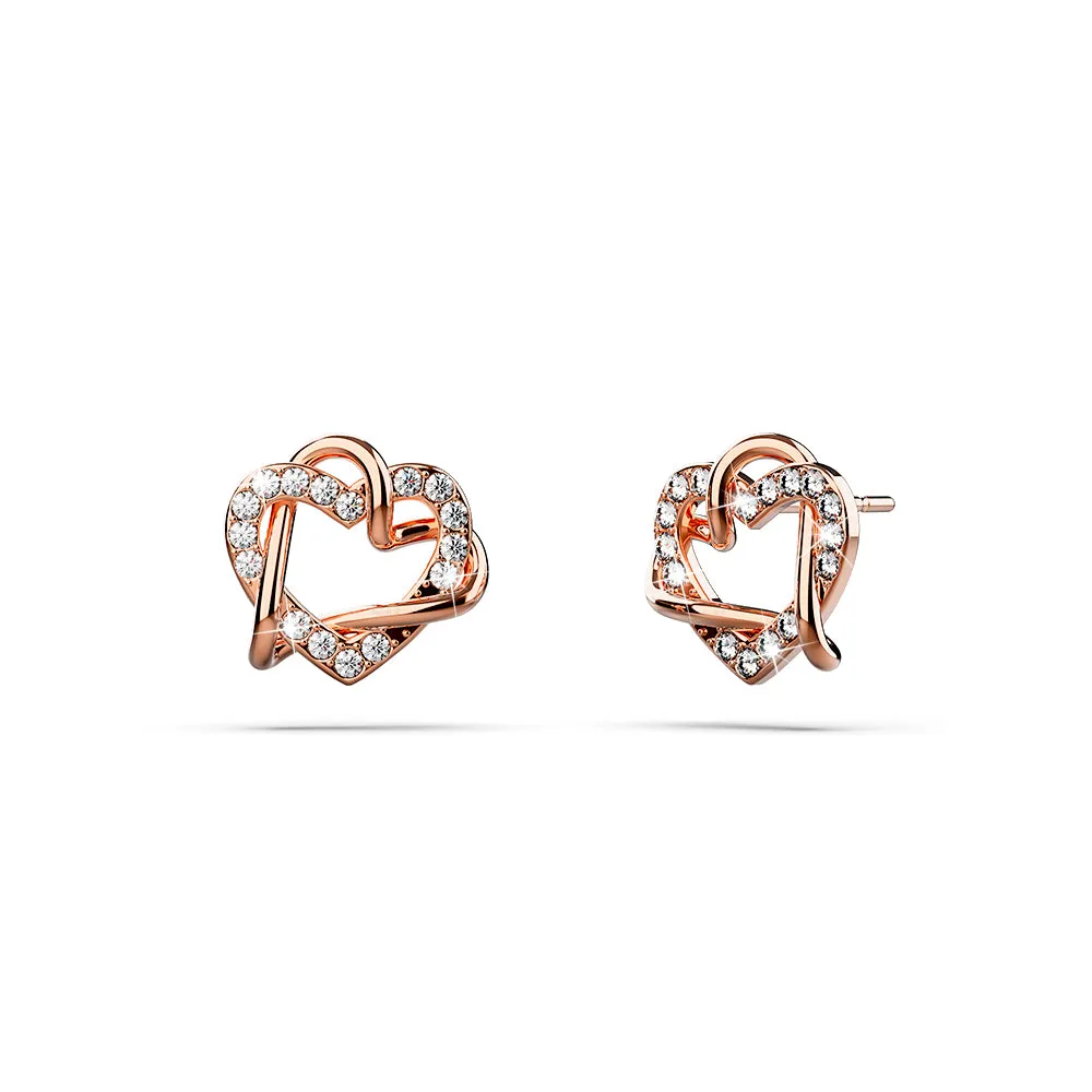 Boxed Endless Crystals 2 Pc Earrings Set Embellished with SWAROVSKI Crystals In Rose Gold