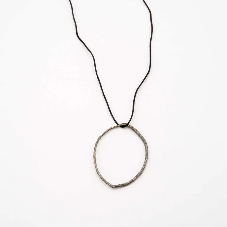 Branch hoop pendant - casual necklace - silver 925 - rainbow patina