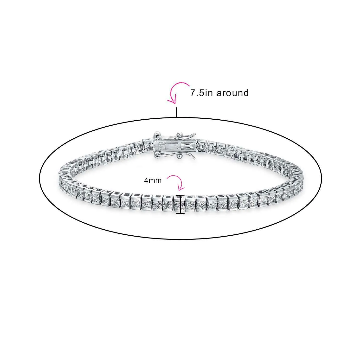 Bridal 10CT Princess Cut CZ Tennis Bracelet in Sterling Silver for Prom