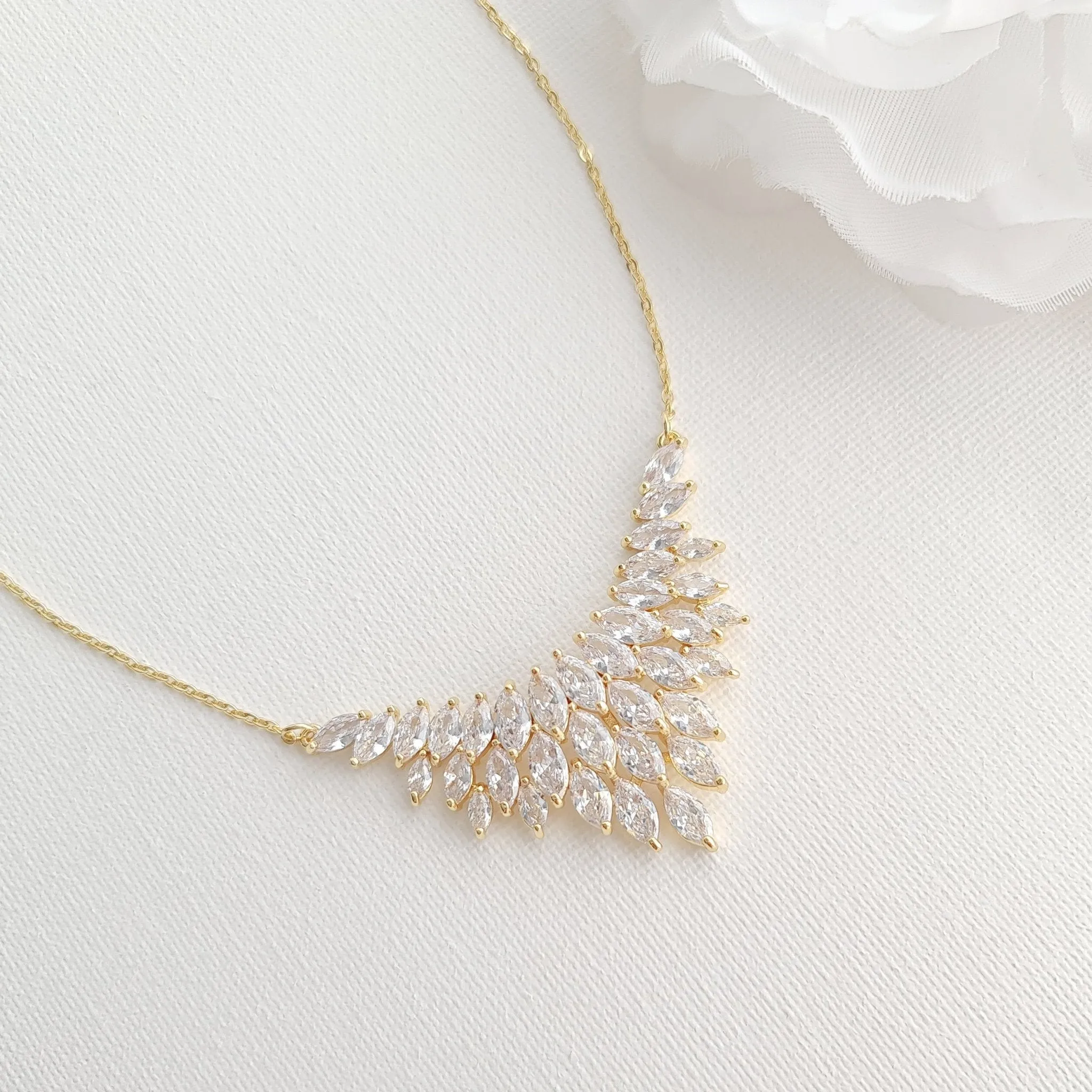 Bridal Gold Leaf Necklace-Belle