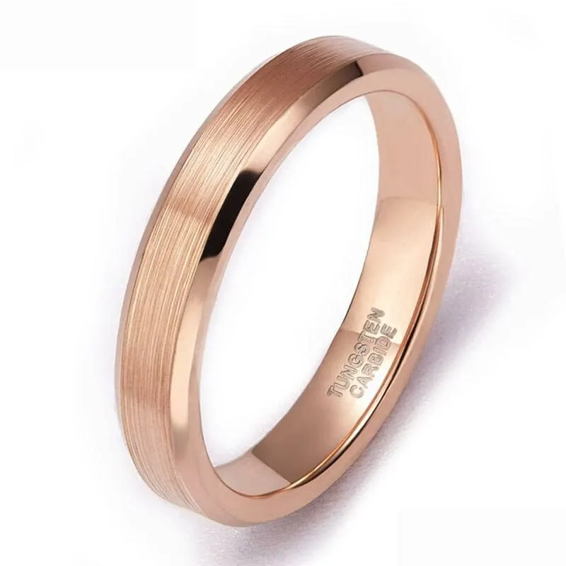 Brushed Rose Gold Tungsten Wedding Band