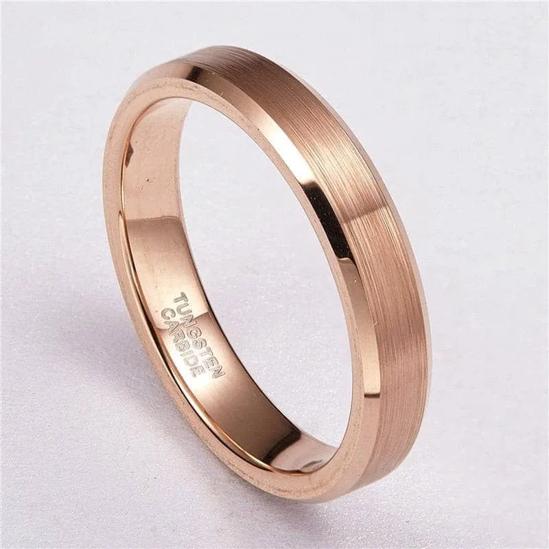 Brushed Rose Gold Tungsten Wedding Band