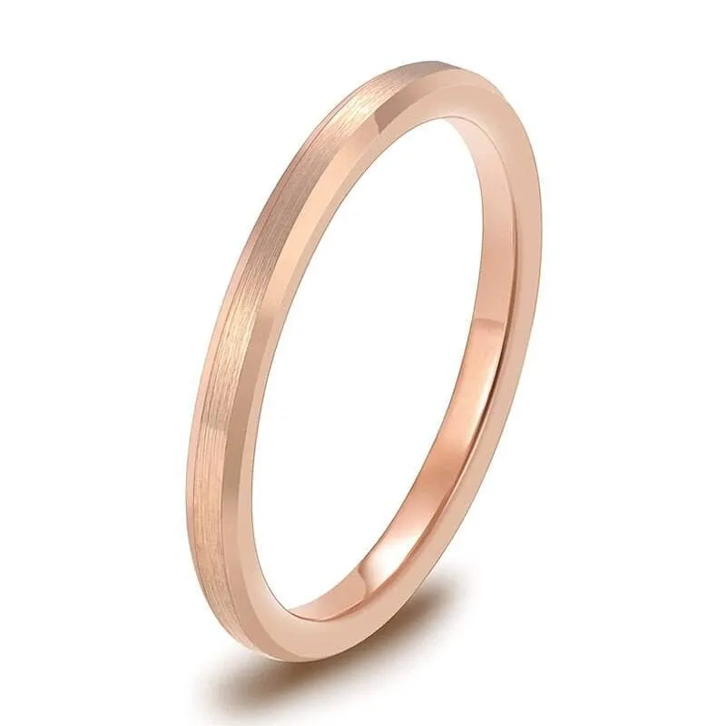 Brushed Rose Gold Tungsten Wedding Band