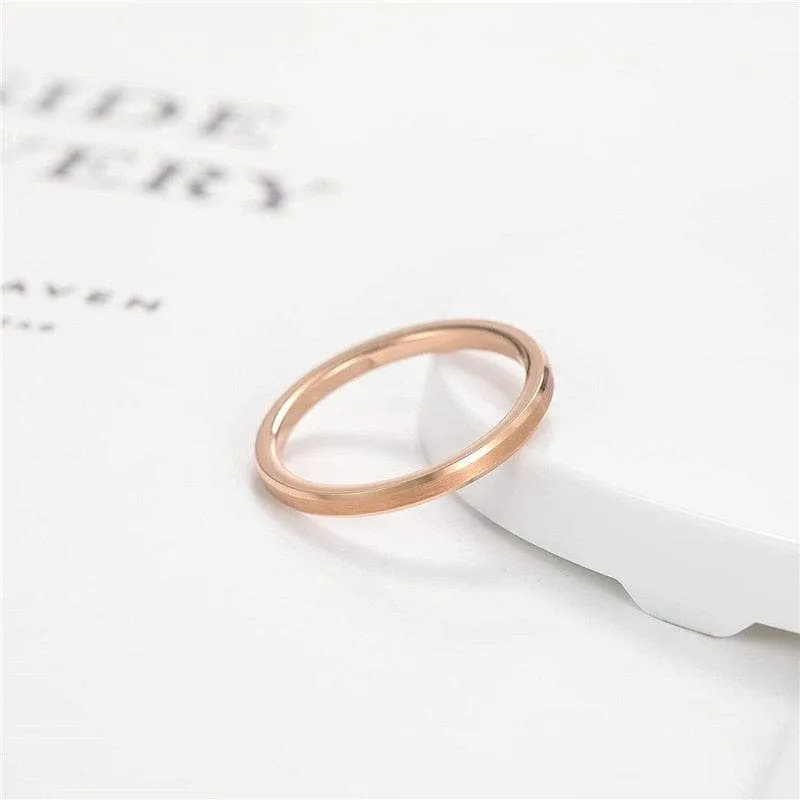 Brushed Rose Gold Tungsten Wedding Band